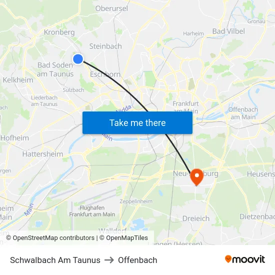 Schwalbach Am Taunus to Offenbach map