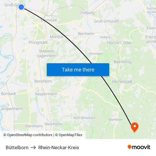 Büttelborn to Rhein-Neckar-Kreis map