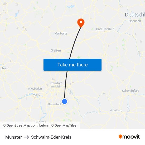 Münster to Schwalm-Eder-Kreis map