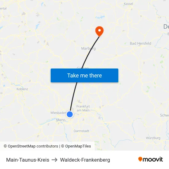Main-Taunus-Kreis to Waldeck-Frankenberg map