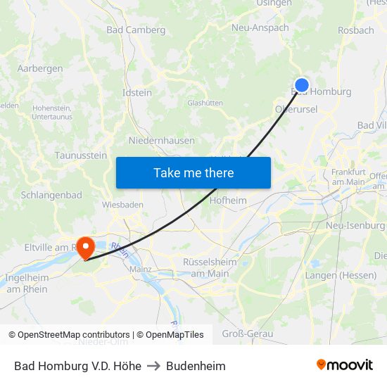 Bad Homburg V.D. Höhe to Budenheim map