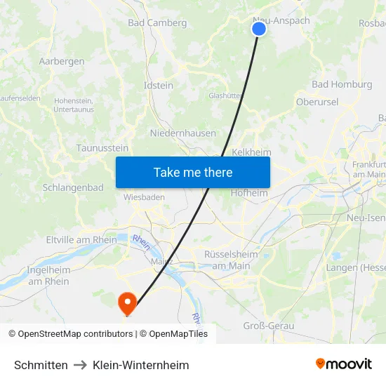 Schmitten to Klein-Winternheim map