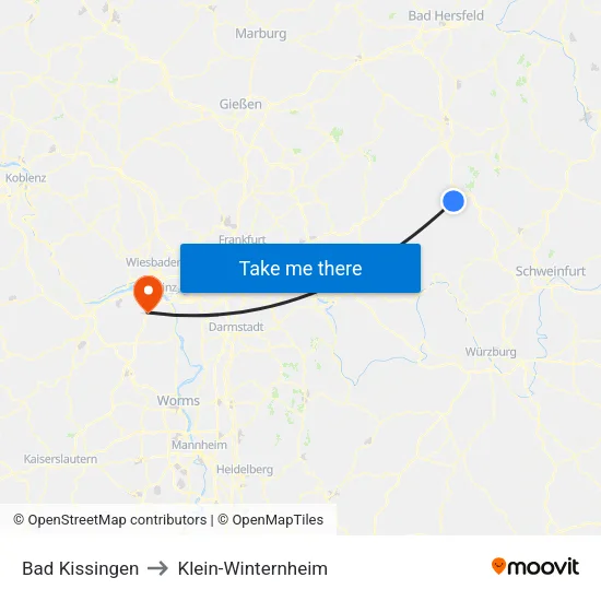Bad Kissingen to Klein-Winternheim map