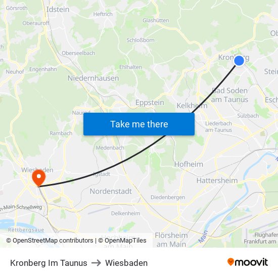 Kronberg Im Taunus to Wiesbaden map