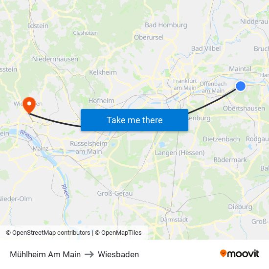 Mühlheim Am Main to Wiesbaden map