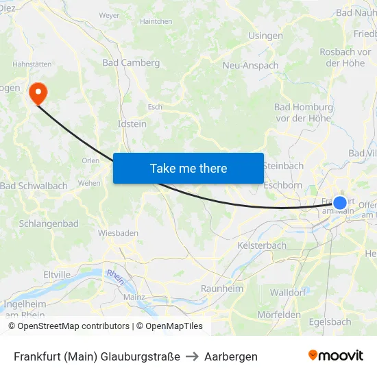 Frankfurt (Main) Glauburgstraße to Aarbergen map