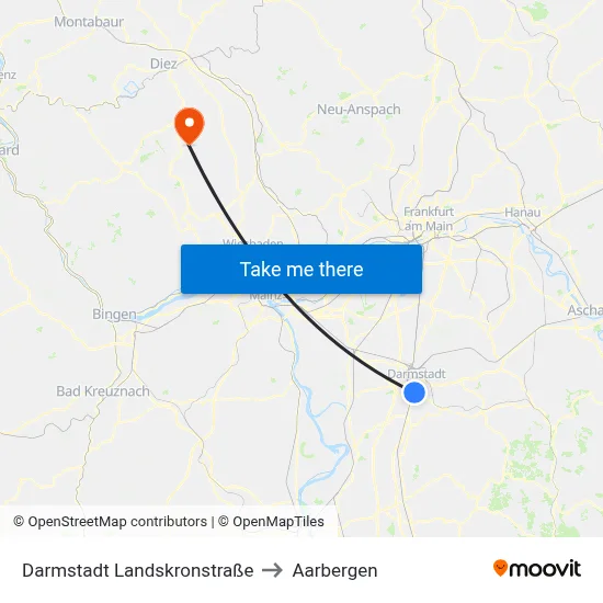 Darmstadt Landskronstraße to Aarbergen map