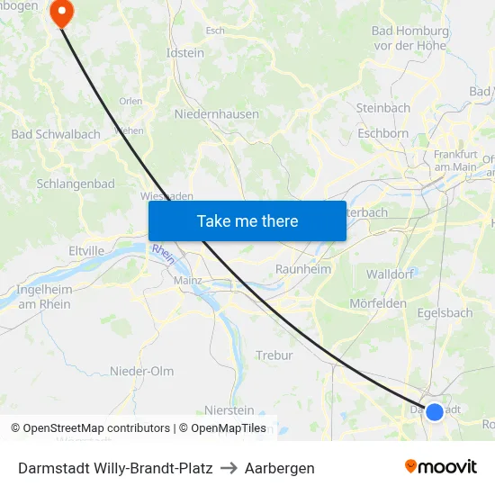Darmstadt Willy-Brandt-Platz to Aarbergen map