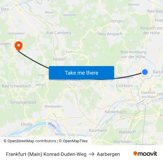 Frankfurt (Main) Konrad-Duden-Weg to Aarbergen map