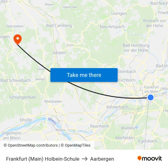 Frankfurt (Main) Holbein-Schule to Aarbergen map