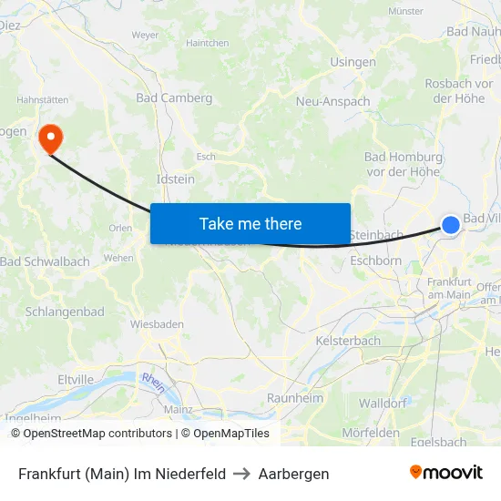 Frankfurt (Main) Im Niederfeld to Aarbergen map