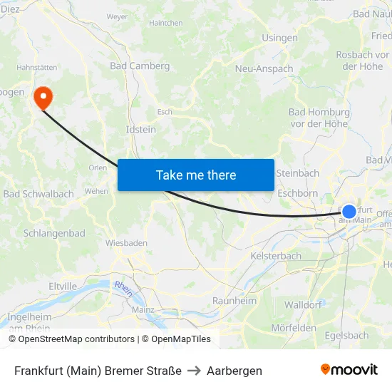 Frankfurt (Main) Bremer Straße to Aarbergen map