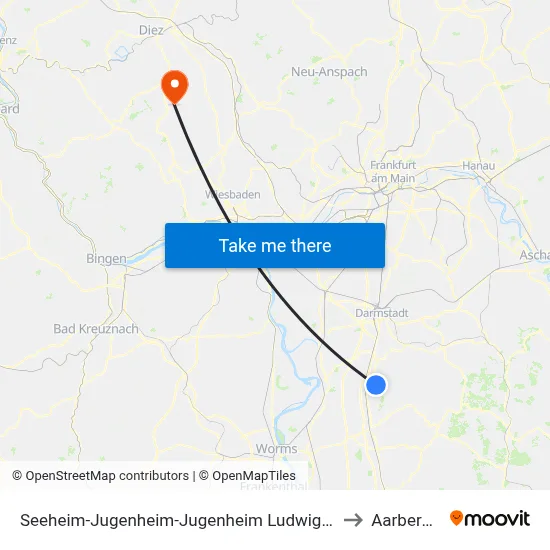 Seeheim-Jugenheim-Jugenheim Ludwigstraße to Aarbergen map