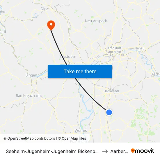 Seeheim-Jugenheim-Jugenheim Bickenbacher Straße to Aarbergen map