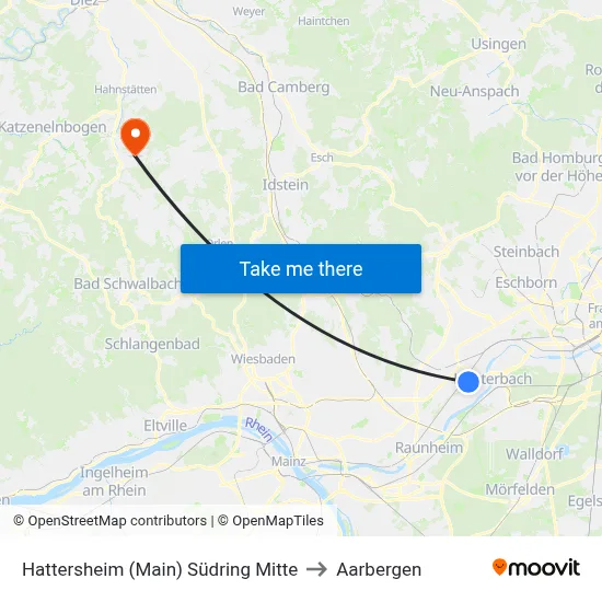 Hattersheim (Main) Südring Mitte to Aarbergen map
