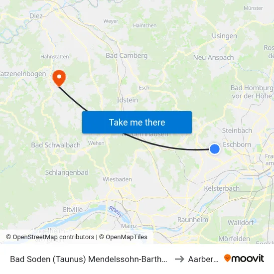 Bad Soden (Taunus) Mendelssohn-Bartholdy-Schule to Aarbergen map