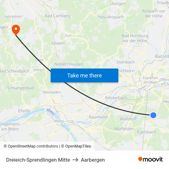 Dreieich-Sprendlingen Mitte to Aarbergen map