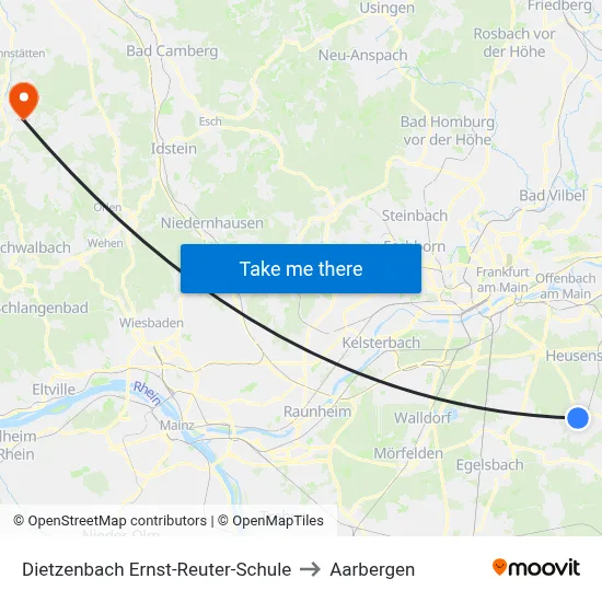 Dietzenbach Ernst-Reuter-Schule to Aarbergen map