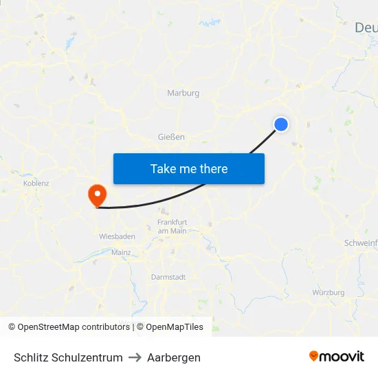 Schlitz Schulzentrum to Aarbergen map