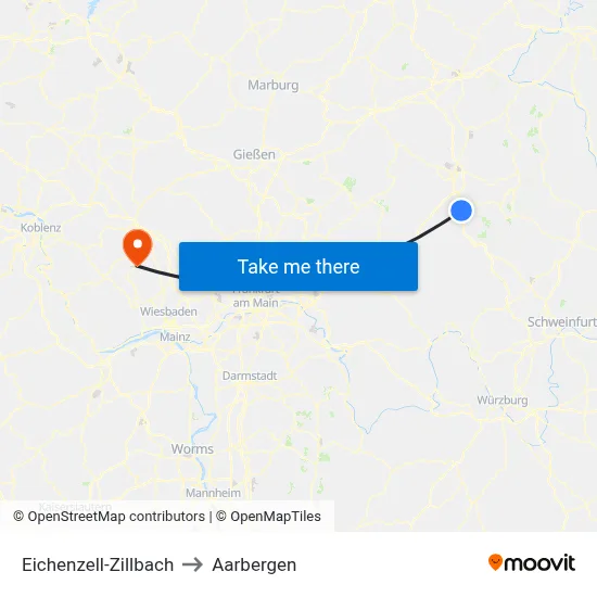 Eichenzell-Zillbach to Aarbergen map