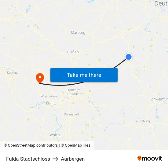 Fulda Stadtschloss to Aarbergen map