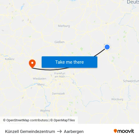 Künzell Gemeindezentrum to Aarbergen map