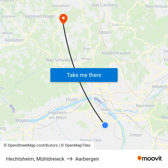 Hechtsheim, Mühldreieck to Aarbergen map