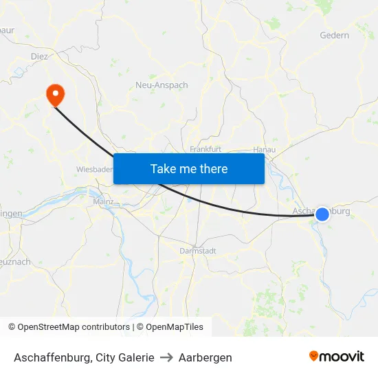 Aschaffenburg, City Galerie to Aarbergen map