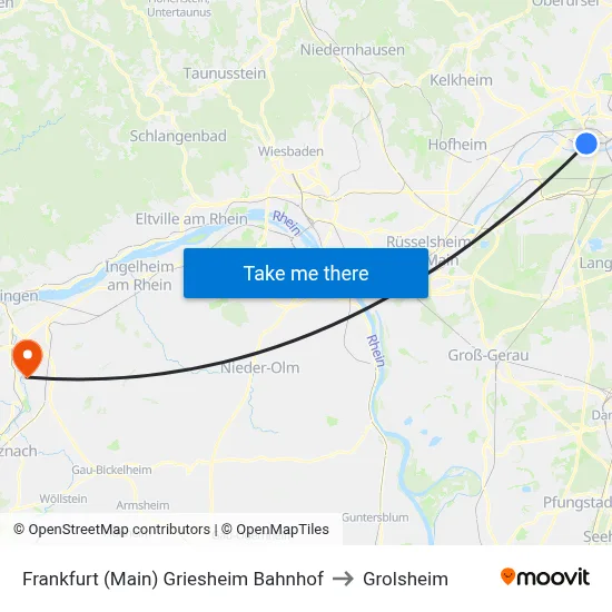 Frankfurt (Main) Griesheim Bahnhof to Grolsheim map