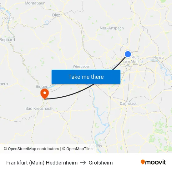 Frankfurt (Main) Heddernheim to Grolsheim map