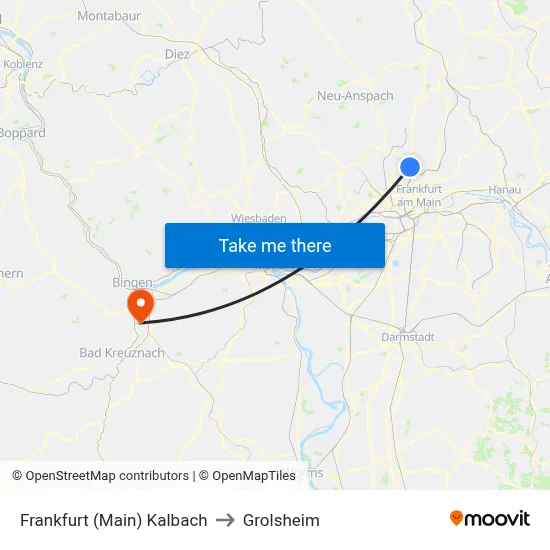 Frankfurt (Main) Kalbach to Grolsheim map