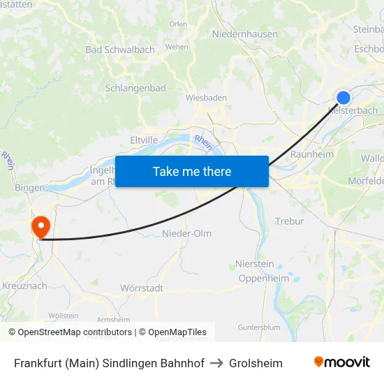 Frankfurt (Main) Sindlingen Bahnhof to Grolsheim map