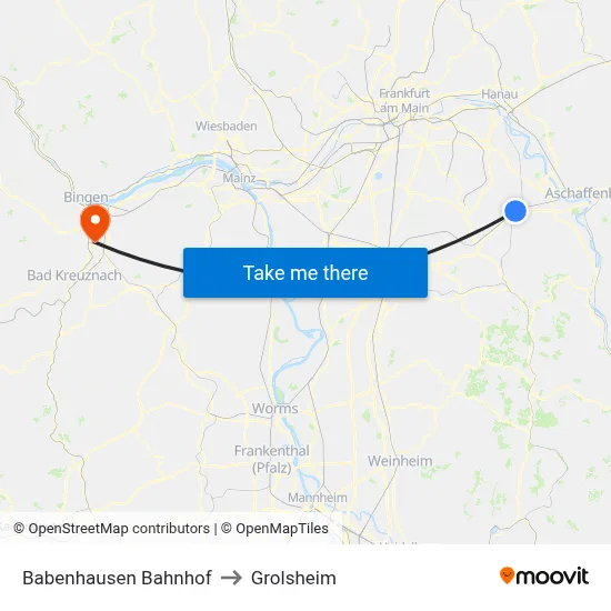 Babenhausen Bahnhof to Grolsheim map