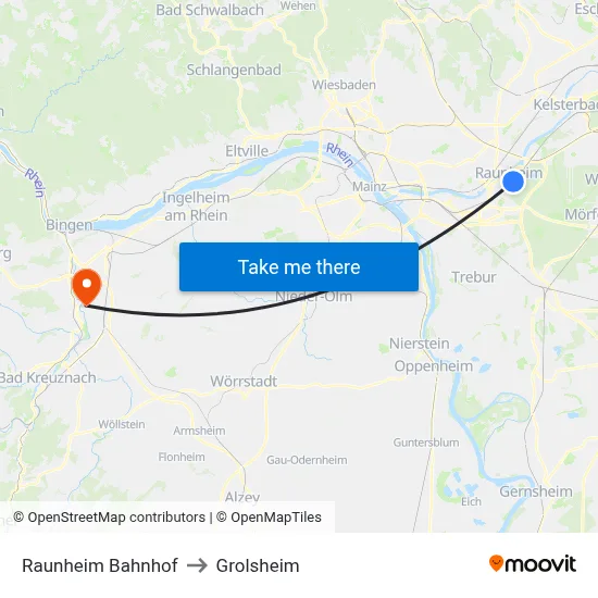 Raunheim Bahnhof to Grolsheim map