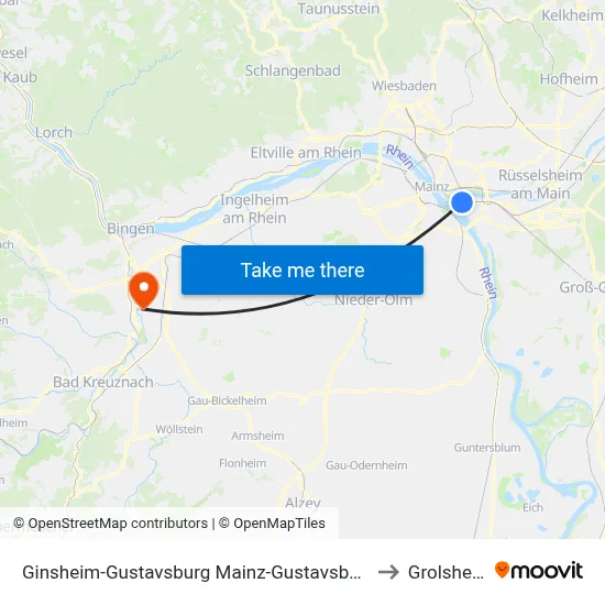Ginsheim-Gustavsburg Mainz-Gustavsburg Bf to Grolsheim map