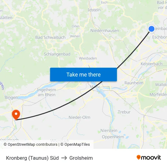 Kronberg (Taunus) Süd to Grolsheim map