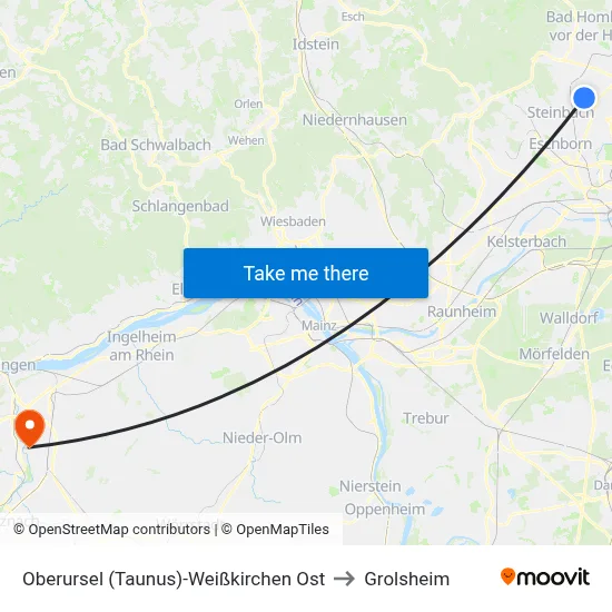 Oberursel (Taunus)-Weißkirchen Ost to Grolsheim map