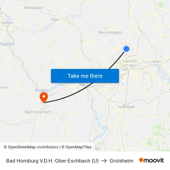 Bad Homburg V.D.H.-Ober-Eschbach (U) to Grolsheim map