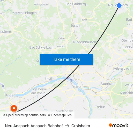 Neu-Anspach-Anspach Bahnhof to Grolsheim map