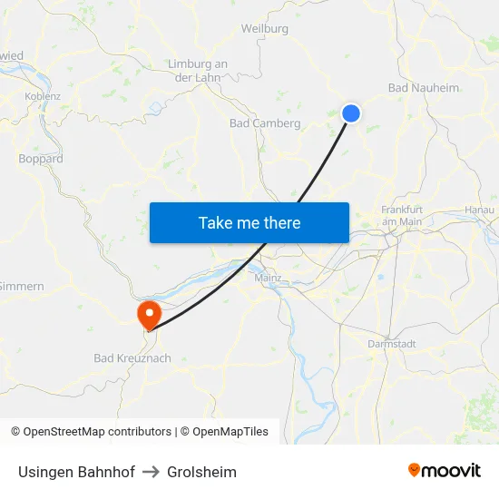 Usingen Bahnhof to Grolsheim map