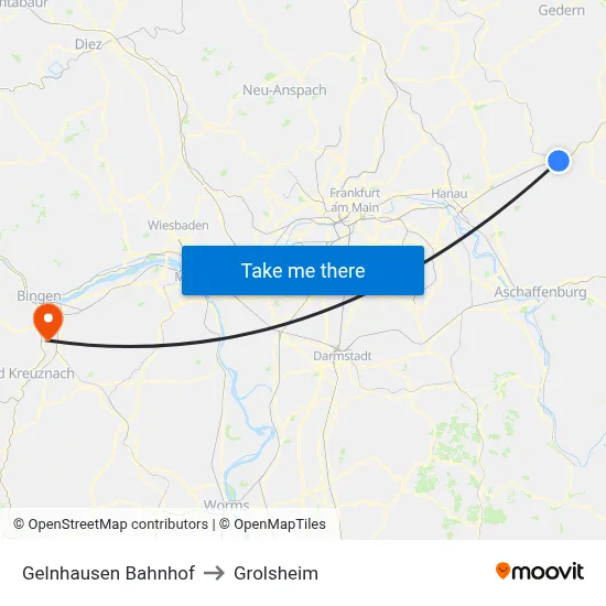 Gelnhausen Bahnhof to Grolsheim map