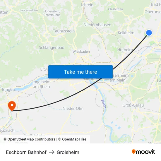 Eschborn Bahnhof to Grolsheim map