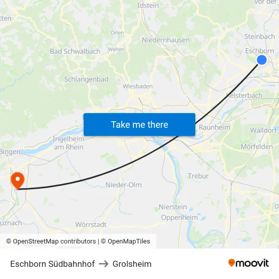 Eschborn Südbahnhof to Grolsheim map