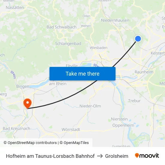 Hofheim am Taunus-Lorsbach Bahnhof to Grolsheim map
