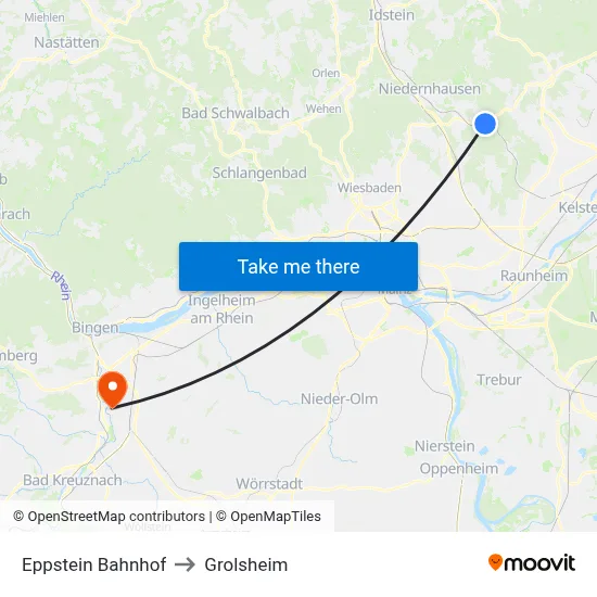 Eppstein Bahnhof to Grolsheim map