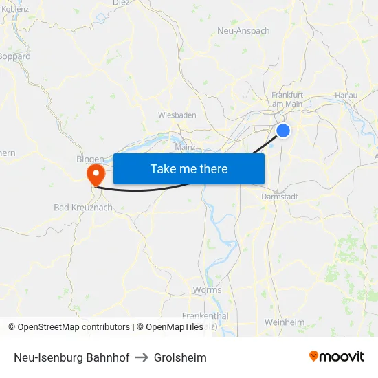 Neu-Isenburg Bahnhof to Grolsheim map