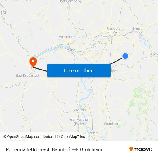 Rödermark-Urberach Bahnhof to Grolsheim map