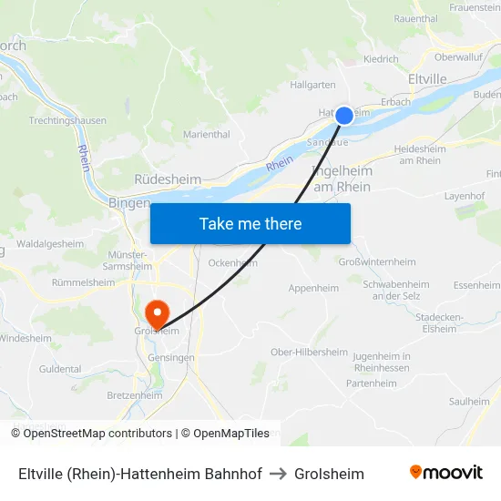 Eltville (Rhein)-Hattenheim Bahnhof to Grolsheim map