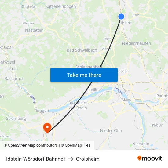 Idstein-Wörsdorf Bahnhof to Grolsheim map
