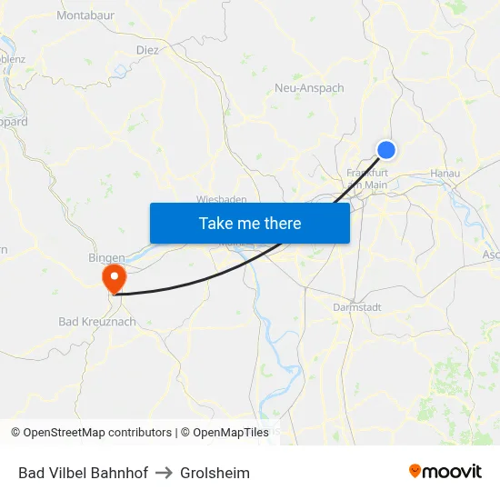 Bad Vilbel Bahnhof to Grolsheim map